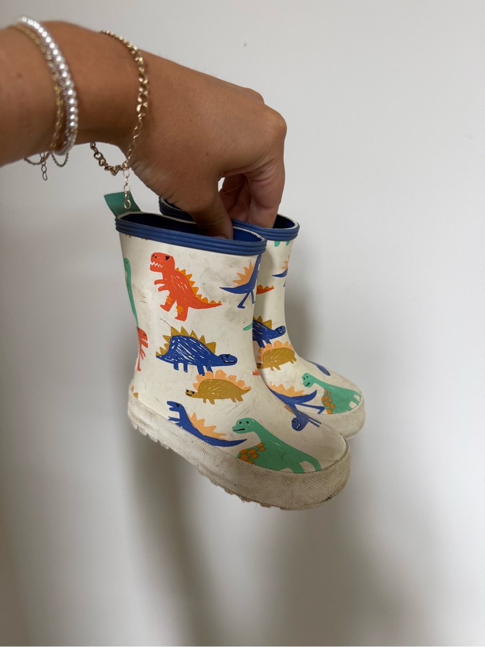 Zara Toddler sz 7 Dinosaur Rain Boots - Blue, Green, Orange Print